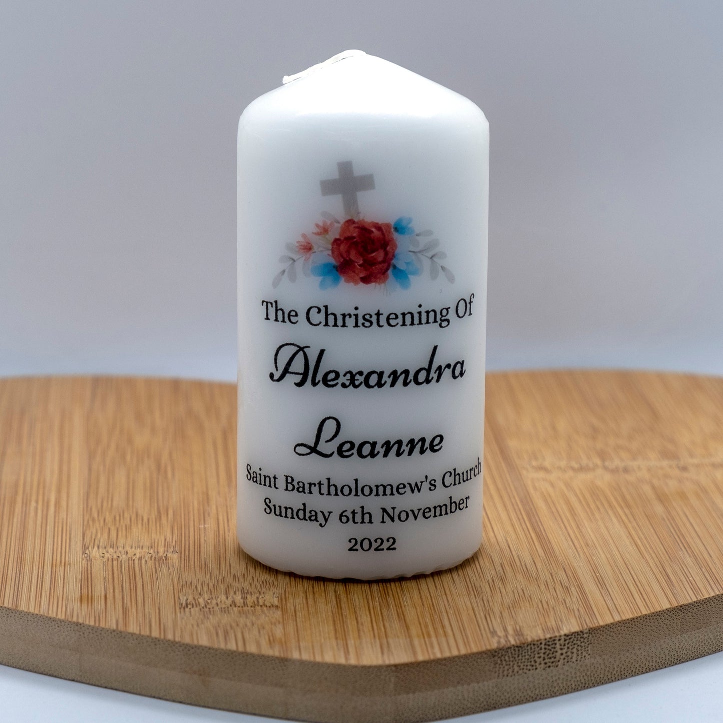 PERSONALISED CHRISTENING, BAPTISM, HOLY COMMUNION CANDLE P014