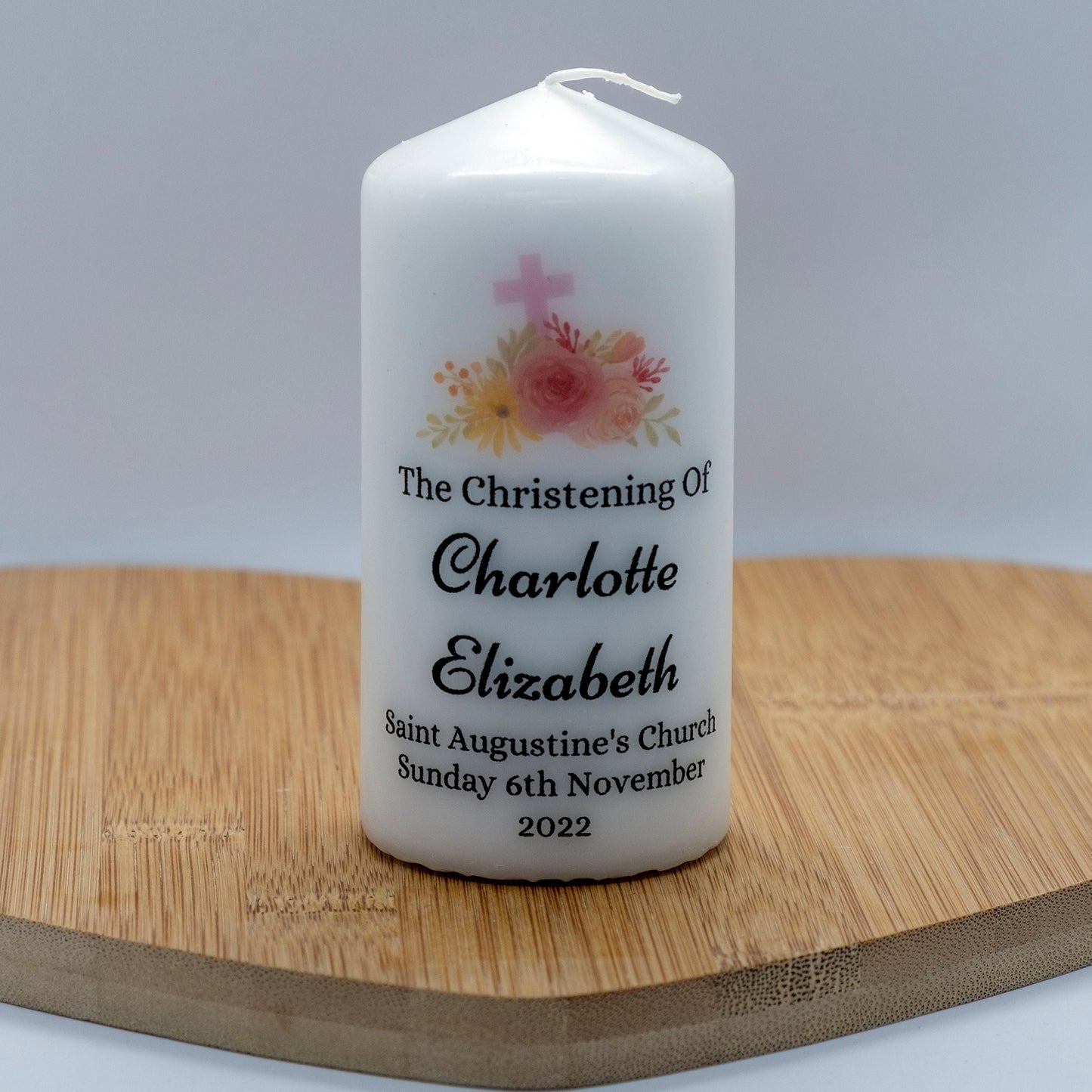 PERSONALISED CHRISTENING, BAPTISM, HOLY COMMUNION CANDLE P014