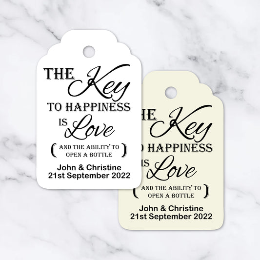 PERSONALISED KEY TO HAPPINESS TAGS PK15