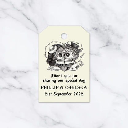 PERSONALISED PK15 GOTHIC HEART SKULL TAGS